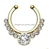 Nasenringe Ohrstecker 17x15mm Zirkon Fake Septum Piercing Ring Hoop für Mädchen Männer Faux Body Clip Schmuck Nicht durchbohrt Drop Lieferung Dhqzk