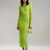 Basic Casual Dresses Green Sequined Beaded Party Dress Women Blingbling Bodycon Long Sleeve Long Dress 230721