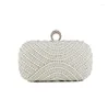 Borse da sera Borsa da sposa con perle bianche Borse con perline di strass Piccole pochette da giorno Borsa a tracolla a catena da night club FTB332