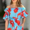 Casual Dresses Off Shoulder High Waist Corset Ruffle Bohemian Long Dress Y2K Clothes Fashion Summer Women Floral Print Vacation