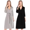 Damen-Nachtwäsche-Stil, Nachthemd, Pyjama, Damen-Sexy-Bademantel, graue Robe