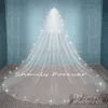 New Amazing TOP Crystal Stunning White Ivory Wedding Veil 2 Tier Cathedral Bridal Veils Bride Long Veil With Comb Hi275t