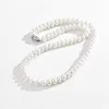 Strängar strängar Dainashi White 7-10mm sötvatten odlade pärlsträngar halsband sterling silver fina smycken för kvinnor födelsedagspresent 230721