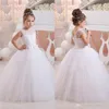 Bling Bling Sequins Lace Flower Girls Dresses For Weddings Sleeveless Lace Up Back Kids Wears White Dress For Communion Wedding206u