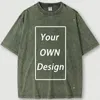 Magliette da uomo Summer Retro Mens Top Custom You Own Design T-shirt stampate in cotone lavato Casual Streetwear Tees Abbigliamento oversize unisex