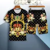 Herrspårar Herrkläder Casual Wear Sude Summer 3D Dragon Print Shorts Tshirt 2 -Stycke Stor storlek 4xl 230724