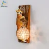 Wall Lamps Modern Carved Squirrels LED Lamp Bedroom Restaurant Study Bedside Resin Light Living Room Decoration Crystal