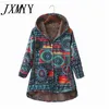 Femmes Vestes Femmes Hiver Floral Imprimé Manteau Vintage Harajuku Plus La Taille Lâche Casual Vestes Plus Velours Épais Chaud À Capuche Mode Manteau L230724