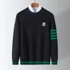 Men's Sweaters Mens Pullovers Males Bear Embroidery 4 Bar Funmix O-Neck Striped Clotin Warm Pullover Fasion