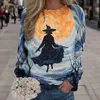 Kvinnors hoodies kvinnor boho tryck tröja rund hals lösa pullover toppar bekväm långärmad fritid dagligen blommig petite tröjor