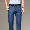 Męskie dżinsy klasyczny styl modalny tkanina cienkie niebiesko-szary dżinsy wiosna i lato nowa moda biznesowa proste dżinsowe spodnie męskie marka L230724