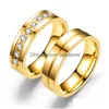 With Side Stones Update Gold Couple Diamond Stone Ring Bands For Women Men Love Stainless Steel Engagement Cz Promise Jewelry Drop Del Dh0Pl