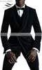 Tute da uomo Abito da uomo in velluto 3 pezzi nero scialle casual bavero cappotto invernale design classico / frac cappotto abito da sposa sposo nuovo Z230724