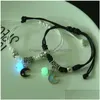 Bracelets De Charme Mode Lumineux Lune Étoile Perlé Couple Corde Réglable Bracelet Assorti Ami Amour Cadeaux Bijoux 2 Pcs Drop Deliver Dhc8G