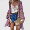 Kvinnorjackor Kvinnor Lossa utskrifter Summer Casual Boho Coat Shl Kimono Cardigan Topps Bekväma andningsbara kvinnekläder L230724