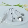 4-24PCS Luxury Silverware Wedding Dinner Set Glittering Handle Tabeller Set Acrylic Crystal Table Knife Dinner Forks Teskoon L230704