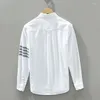 Camisas casuais masculinas primavera outono algodão camisa de manga comprida masculina tops diários design quatro barras botão para cima confortável camisa hombre