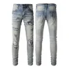 Jeans de grife masculino jeans feminino Calça jeans de grife de alta qualidade desgastado motoqueiro rasgado Patchwork Ripped For Trend Hombre calças carta moderno xadrez peso médio