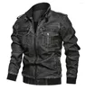 Men's Jackets Windbreaker-coats Bomber Jacket Men PU Leather Autumn Casual Motorcycle Vintage Coat Clothing