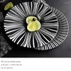 プレート8インチプレートフルーツセラミック食器印刷シンプルなノルディックブラックホワイトウエスタンブレックファーストサービングトレイ