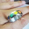 Wedding Rings 1pcs Seven Rainbows A Loving Heart Titanium Steel Ring