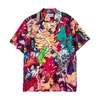 Camisas casuais masculinas de manga curta com estampa de caveira WACKO MARIA camiseta masculina feminina japonesa havaiana de qualidade