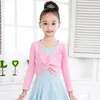 Stage Wear Filles Classique Ballet Manches Longues Cache-Coeur Danse Shrug Chandail Crop Manteau Enfants Vêtements De Danse Coton Warm Up Pull Pour Justaucorps