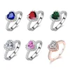 Diamond Par Heart Ring Gem Ring Ladies Party Decoration Solitaire Ring Smycken Tillbehör Kreativa gåvor