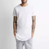 Men's T Shirts T-shirt Loose Hip Hop Hipster Longline Shirt Ovesized Short Sleeve Streetwear Swag Hem Solid Tshirt Tops Tee Male Cloth