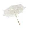 Parapluies blanc Parasol STOBOK mariage broderie coton artisanat Pography Prop avec manche en bois Vintage pour accessoires de mariée décor (