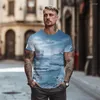 Men's T Shirts 3D Landscape Printing Pattern Round Neck -shirt 2023 Summer Street Leisure Hawaiian Beach Fashion Top