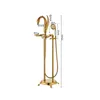 Gold BathTub Faucet Floor Stand Swan Bathtub Mixer 360 graders rotationspip med handskårhuvudbadblandare dusch