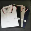 Polo Mens T 셔츠 럭셔리 상업 업무 PTOP 버전 블루 레드 스트라이프 260G 무게 면화 블렌드 패브릭 맨의 여름 도매 가격