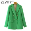 Женские костюмы Blazers Zevity Women Fashion Double Breadsed Candy Coland Blazer Coat Vintage Clazer Clocket