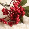 Decorative Flowers Fake Glass Pomegranate Fruit Small Berries Artificial Red Cherry Stamen Wedding Christmas