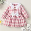 Girl Dresses Toddler Long Sleeve Bow Plaid Dress For 0 To 18 Months Fancy Girls Tween With Sleeves