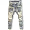 Pantalones vaqueros de los hombres Primavera Otoño Patchwork Etiqueta engomada de la vendimia Carga Motocicleta Pulido Denim Moda coreana Hip-hop Trabajo de lujo Pantalones elásticos delgados L230724