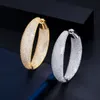Stud cwwzircons Micro Pave Cubic Criconia okrągły duże oświadczenie Hoop Kolczyki Srebrny kolor luksusowe kobiety ślubne biżuteria ślubna Cz809 230724