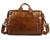 Briefcases Nesitu Highend A4 Vintage Brown Top Grain Genuine Leather Men Briefcase Portfolio Messenger Bag Handbag Business Travel 7014