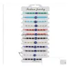 Bracelets porte-bonheur 12 pièces/ensemble Turquie bleu mauvais œil Bracelet femmes à la main corde chaîne perles de cristal pour fille fête bijoux cadeau en gros Dhpzj