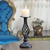 Świecane uchwyty Vintage Wedding Lantern Aromatyczny wosk czarny pojemnik Candelabros Para Velas Dekoracja stolika AB50ZT