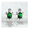 Stud Cute Design White Gold Plated Colorf Gemstone Earring Copper Turtle Animal Earrings for Women Gift 16 Färger Drop Delivery Jewelr Dhd0x