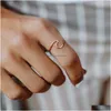 Bandringar Fashion Simple Design Sea Wave Ocean Surf Rostfritt Steel Rose Gold Sier Color Finger Jewelry for Women Surfer Gift Drop Delivery