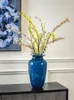 Vases Modern And Simple Peacock Blue Glass Vase Decoration Living Room Porch Model Sales Department Flower Ware