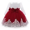 Girl Dresses Born Big Bow 1st Birthday Baptism Dress For Baby Clothes Long Sleeve Princess Party Ball Gown