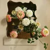 装飾的な花人工花の牡丹シルクブランチリビングルームホームウェディングパーティー装飾偽の植物の葉シミュレーション