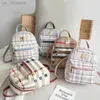 School Bags Fashion Plaid Mini Backpack Women's Schoolbag 2021 Female Rucksacks Small Book Bag Classic Back Shoulder Mochila Zipper PU Solid Style Z230802