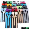 Suspensórios personalizados Adt Suspensório com gravata borboleta moda masculina conjunto de gravata borboleta mulheres suspensórios meninas acessórios de gravatas de casamento ajustáveis Dro Dhynw