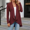 Femmes Vestes Veste Mince Élégant Tricoté Point Ouvert Cardigan Manteau Coupe Ample Ourlet Irrégulier Mi-Longueur Pour L'automne Garder Au Chaud Décontracté