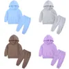 2023 Winter Children Boys Girls Fleece Hoodie Outfits Toddler Sweatshirt+Sweatpants Tracksuit 1-9y barn 2pieces varma kläder L230625
